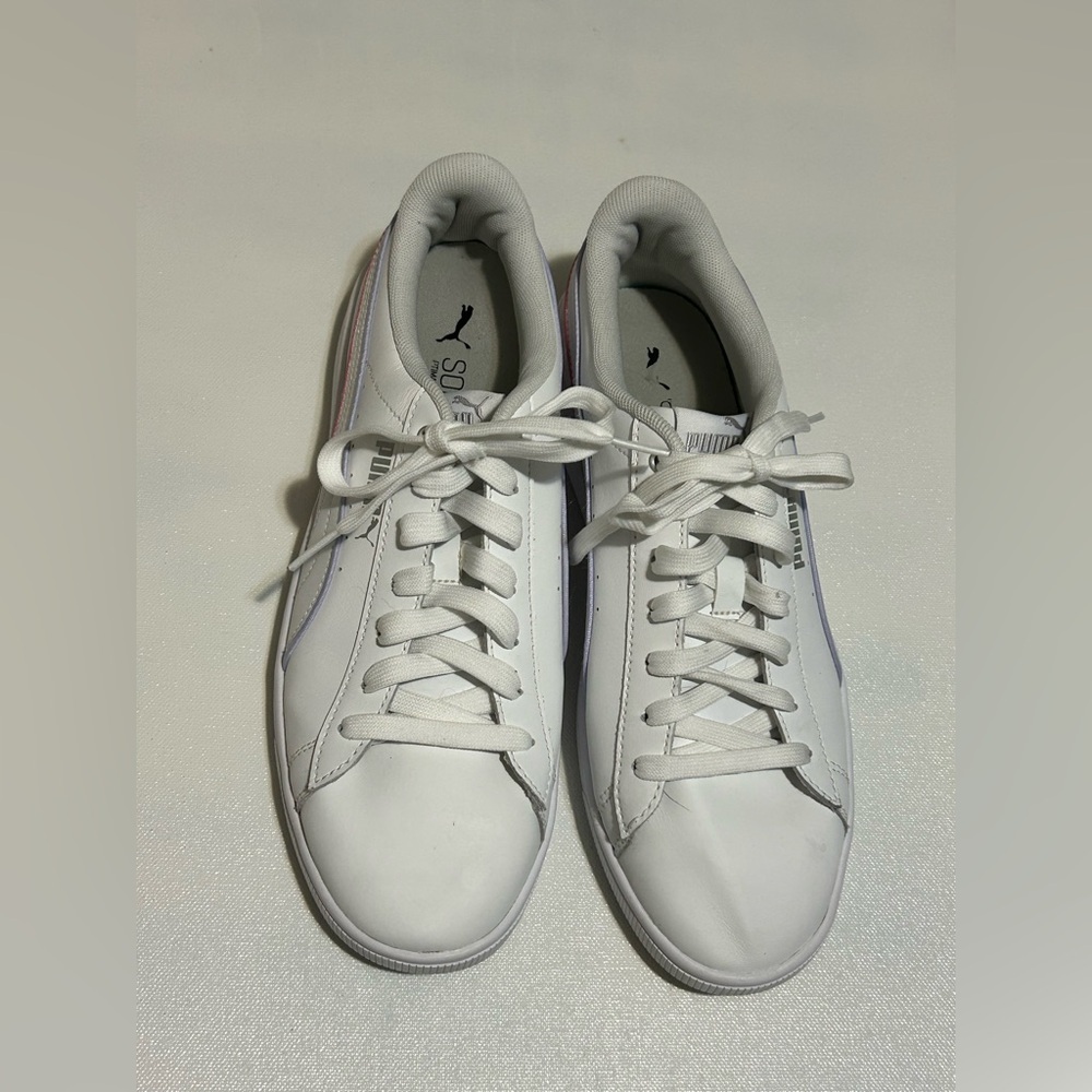 Puma White Low-Top Sneakers with Subtle Purple Accent - Picture 2 of 6